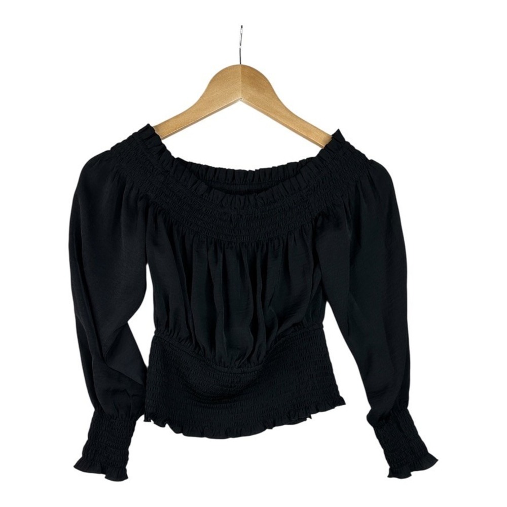Express Womens Black Cropped Blouse Size XS